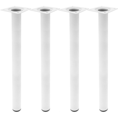 Gambe tondo. Piedini da tavolo per mobili e scrivania in acciaio bianco 75cm 4-pack - Primematik