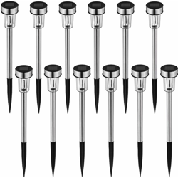 Lampada solare 12 LED bianco - lampade solari da giardino - argento - TECTAKE en oferta