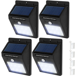 4 lampade LED a muro, a energia solare con sensore di movimento - faretti led, faretti a led, faretti a led da incasso - nero - TECTAKE características