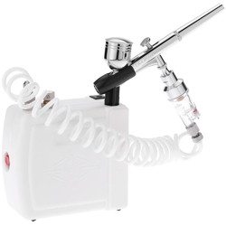 Meterk Nuovo 110-240V professionale a gravita a doppia azione Airbrush compressore d'aria Kit per la pittura di arte trucco manicure mestiere Torta precio