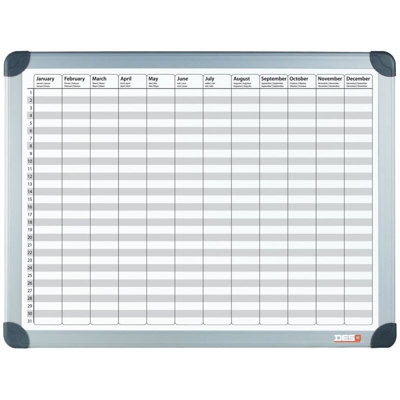 Lavagna Magnetica con Calendario Annuale 60x90 cm Bianca - Desq