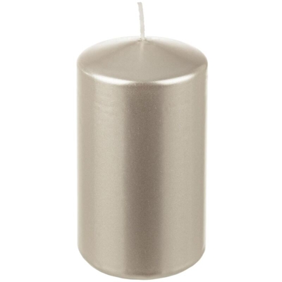 Pz 2 candele cera colorate cilindro decorazione natale natalizia lumino bar risorante (6 x h 12 cm - perla) - MILO