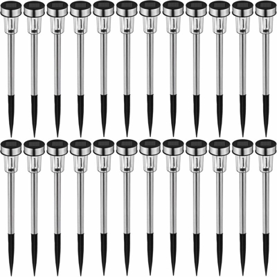 Lampada solare 24 LED bianco - lampade solari da giardino - argento - TECTAKE