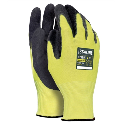 Guanti Nylon Rivestito Microfoam Issa Latex 07289 tg.8-CF1 GIALLO AV CON SPALMATURA NERA