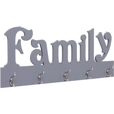 Appendiabiti a Muro FAMILY Grigio 74x29,5 cm - VIDAXL