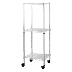 Kit scaffale a 3 ripiani in metallo acciaio cromato con ruote girevoli 35x35xh90 características