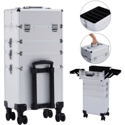 4in1 Beauty case Carrello Valigia Kit per il trucco Bellezza Argento - Arebos precio