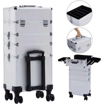4in1 Beauty case Carrello Valigia Kit per il trucco Bellezza Argento - Arebos