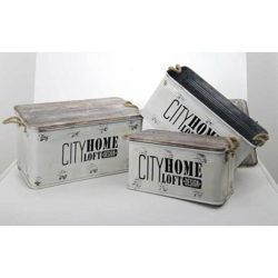 Argonauta - Bauli contenitori in latta coperchio legno industrial pz 3 en oferta