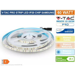 PRO VT-5-120 STRISCIA LED CHIP SAMSUNG SMD2835 12V 5M BIANCO NATURALE 4000K IP20 NO WP - SKU 324 - V-tac características