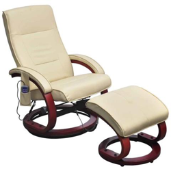 Poltrona Relax Massaggiante Crema Con Poggiapiedi en oferta