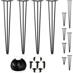 Hairpin Legs, Set da 4, 3 Aste, Metallo, Gamba Tavolo a Forcella, Sgabello Tavolo e Armadio, Alte 71 cm , Nero - RELAXDAYS características