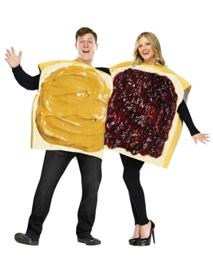Costume di coppia pane burro di arachidi e marmellata adulto