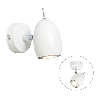 Lampada da soffitto/parete egg wl - Moderno - Acciaio - Bianco - Tondo Max. 1 x Watt - Qazqa