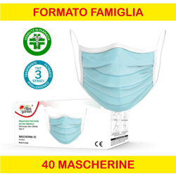 40 Mascherine Chirurgiche monouso filtranti in TNT 3 Strati protettive viso e bocca - ALBAGARDEN precio