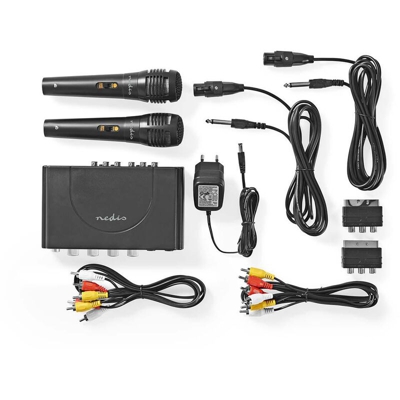 Set Karaoke Kit Mini Amplificatore 2 Microfoni Mixer Compatto - NEDIS