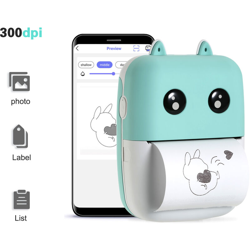 Aibecy - Stampante termica tascabile 300 dpi Connessione Bluetooth con 1 rotolo di carta da stampa verde (batteria al litio incorporata) precio