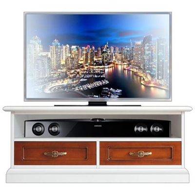 Mobile Tv Basso Bicolore: Bianco E Ciliegio, L: 106 - H 43 Cm