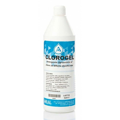 Aral - Cloro Gel Sgrassante Sanificante con Cloro-Attivo per Superfici del Bagno Bottiglia 1 Lt