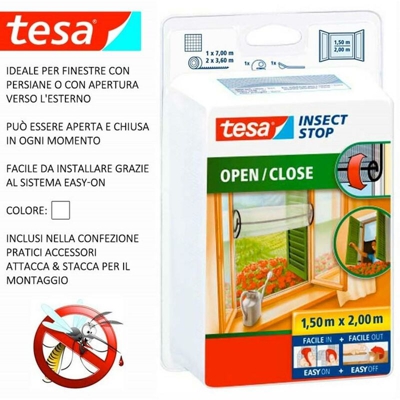 Tesa - ZANZARIERA APRI-CHIUDI MT.1,50X2,00 ANTRACITE FINESTRE + PERSIANE FE 334075