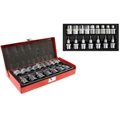 Tp - Set Chiavi A Bussola Torx Maschio Femmina T30 T70 E10-24 Impronta Box Metallo
