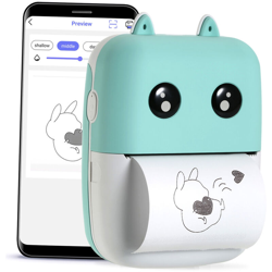 Aibecy - Stampante termica tascabile 200 dpi Connessione Bluetooth con 1 rotolo di carta da stampa verde (batteria al litio incorporata) precio