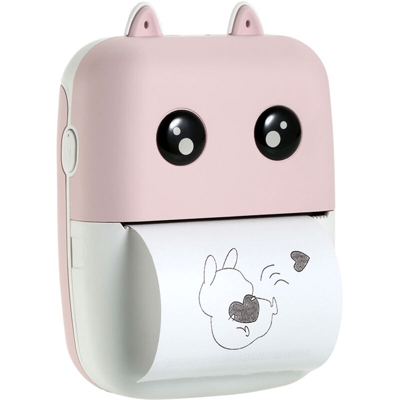 Stampante termica tascabile 200 dpi Connessione Bluetooth con 1 rotolo di carta da stampa rosa (batteria al litio incorporata) - AIBECY