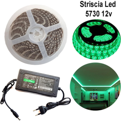 Driwei - Striscia strip led 5730 5m adesiva luce ip65 alimentatore 12v 5a verde 12w/m características