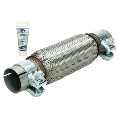Tubo flessibile scarico acciaio inox universale 50x200 mm con 2 morsetti + pasta - ECD GERMANY