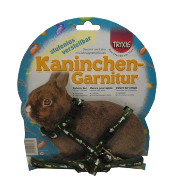 Trixie - Pettorina + guinzaglio coniglietti con disegno (6263)