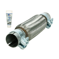Tubo flessibile scarico acciaio inox universale 55x230 mm con 2 morsetti + pasta - ECD GERMANY en oferta