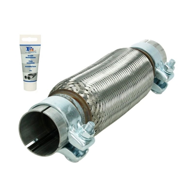 Tubo flessibile scarico acciaio inox universale 55x230 mm con 2 morsetti + pasta - ECD GERMANY