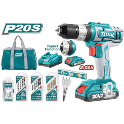 Total - Kit Trapano a Percussione 20V 2 Batterie 2.0 Ah 42 Accessori Punte e Borsa características