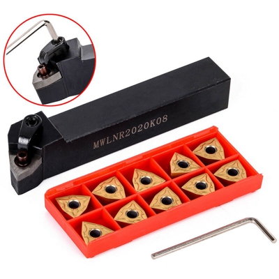 Asupermall - Holder + 10Pcs Mwlnr2020K08 Wnmg080404 Inserti In Metallo Duro + Key Tornio Inflessione