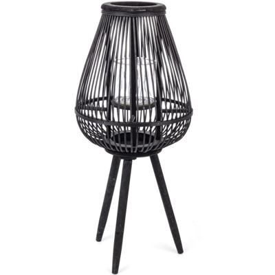 Lanterna con tre piedi da esterno nera in bamboo h 78 cm decorazione giardino - ANDREA BIZZOTTO