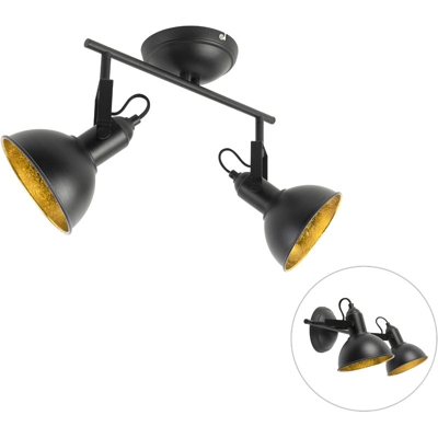 Faretto tommy sl - Industriale - Acciaio - Nero - Tondo Max. 2 x Watt - Qazqa