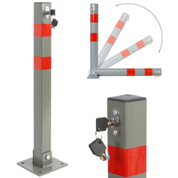 Palo Dissuasore Anti Parcheggio Auto Ribaltabile Quadrato con Chiave Lucchetto - BAKAJI características