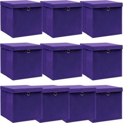 Vidaxl - Scatole con Coperchi 10 pz Viola 32x32x32 cm in Tessuto