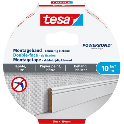 77743-00000-00 Nastro per fissaggio ® POWERBOND Bianco (L x L) 5000 mm x 19 mm 5 m - Tesa