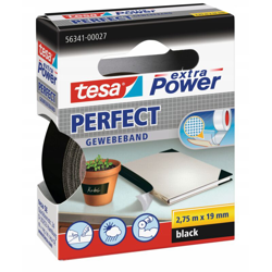 Nastro telato in tela extra power perfect 2,75x19 2,75 mt 19mm nero - Tesa características