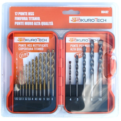Set 17 punte x trapano titanio 08402 - Sikurotech