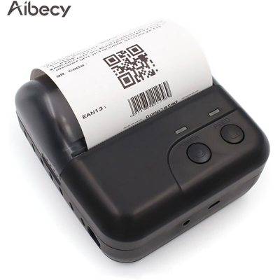 Stampante termica stampante Bluetooth wireless USB + Bluetooth nera (batteria al litio incorporata) - AIBECY