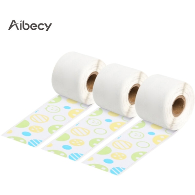 Aibecy - Q22-RMSSD-15 Carta per stampa termica autoadesiva con punti smile e caratteri neri 15 mm * 3,5 m 3 rotoli / scatola adatta per stampante