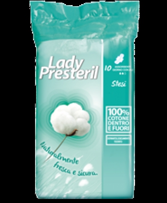 Lady Presteril Cotton Power Con Ali Assorbenti Stesi In Cotone 10 Pezzi
