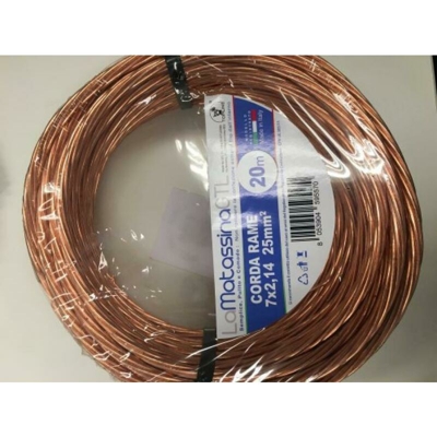 20MT CORDA RAME NUDO SEZIONE 25MMQ MCORDCU2520 - Go-at Topline