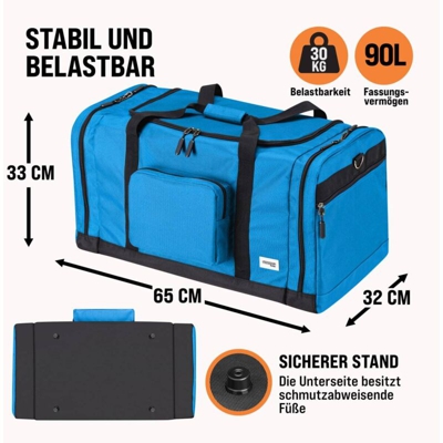 Deuba - Borsa sportiva Monzana borsa sportiva 90L borsone da viaggio allenamento borsa fitness borsa sportiva Blu