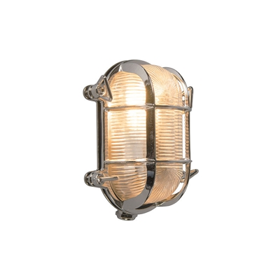 QAZQA Lampada da soffitto/parete nautica - rustico - Acciaio,Vetro - Cromo - Ovale Max. 1 x Watt