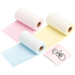 Aibecy - Carta per stampa termica Q22-RMYPB giallo / rosa / nero su sfondo blu 53mm * 6.5m 3 rotoli / scatola adatta per stampante termica Aimo M02 / precio