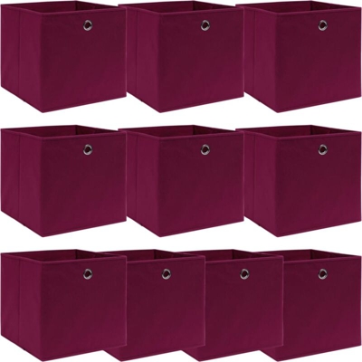 Vidaxl - Scatole 10 pz Rosso Scuro 32x32x32 cm in Tessuto