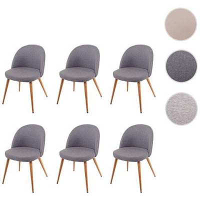 Set 6x Sedie Hwc-d53 Design Retro Anni 50 Legno Tessuto Grigio Scuro